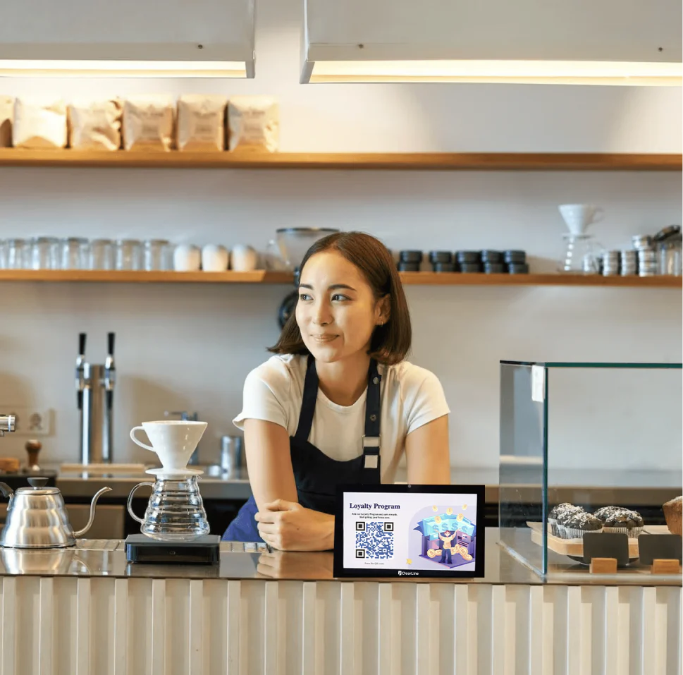 Customer-facing Display 10” screen – ClearLine Digital Kiosk